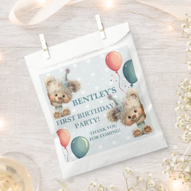 Bolsa De Papel Blue Balloon Hedgehogs Celebration (Cortado)