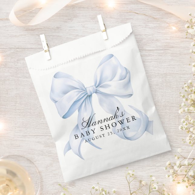 Bolsa De Papel Blue Bow Baby Shower Coquette Bow Theme (Cortado)