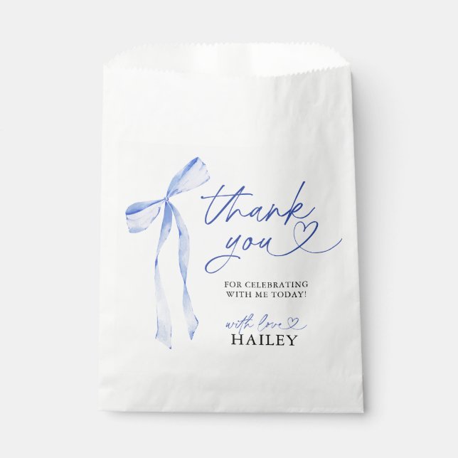 Bolsa De Papel Blue Bow está atando la ducha nupcial (Anverso)