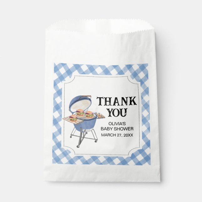 Bolsa De Papel Blue Burger BBQ Baby Shower (Anverso)