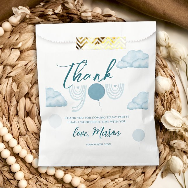 Bolsa De Papel Blue Cloud Boho Mr Onederful Thank You Party (Subido por el creador)