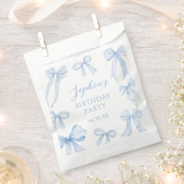 Bolsa De Papel Blue Coquette Bow Chica Birday Party