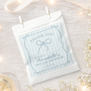 Bolsa De Papel Blue Coquette Bow Pastel Bridal Shower Dessert