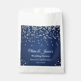 Bolsa De Papel Blue Denim Diamonds Pearls Couple's Wedding Shower
