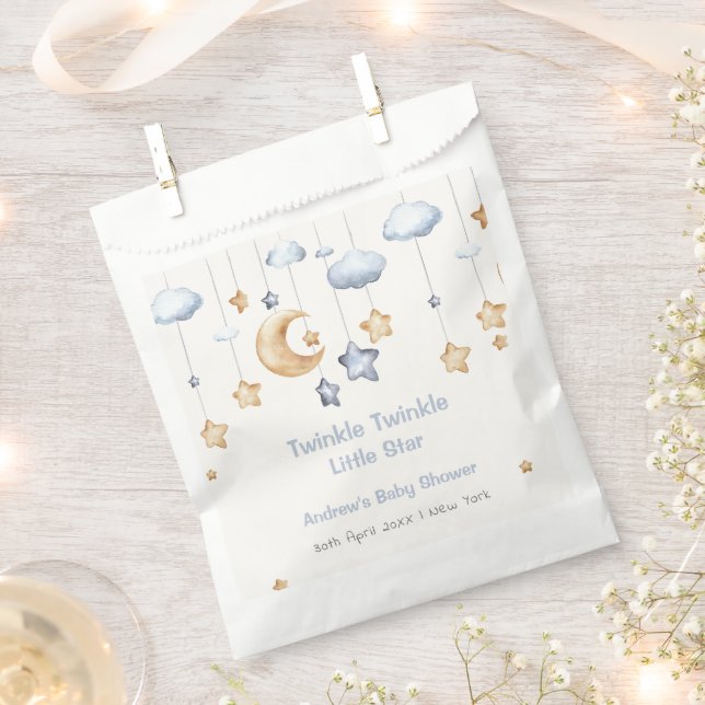 Bolsa De Papel Blue Elegle Twinkle Twinkle Baby Shower (Cortado)