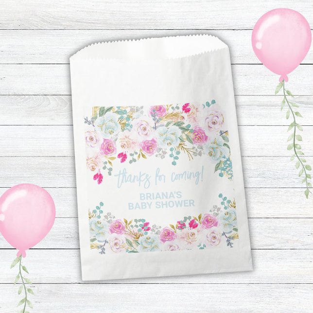 Bolsa De Papel Blue Floral Boy Baby Shower Favors (Subido por el creador)