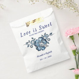 Bolsa De Papel Blue Flower Love es Sweet Wedding Present