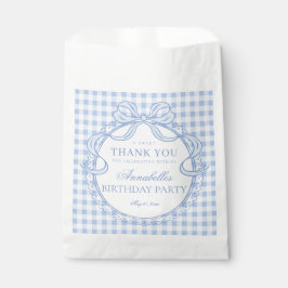 Bolsa De Papel Blue Gingham Coquette Bow Birthday Party Dessert
