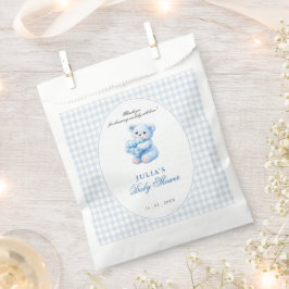 Bolsa De Papel Blue Gingham Teddy Bear Neutral Baby Shower