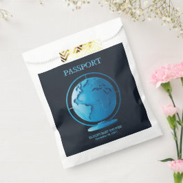 Bolsa De Papel Blue Globe Passport Travel Baby Shower