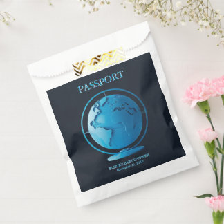 Bolsa De Papel Blue Globe Passport Travel Baby Shower