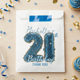 Bolsa De Papel Blue Gold Jewel Agate Glam 21st Birthday Party