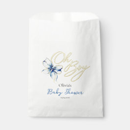 Bolsa De Papel Blue & Gold “Oh Boy” Floral Typography Baby Shower