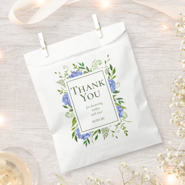Bolsa De Papel Blue Hydrangeas Boy Baby Shower Gracias (Cortado)