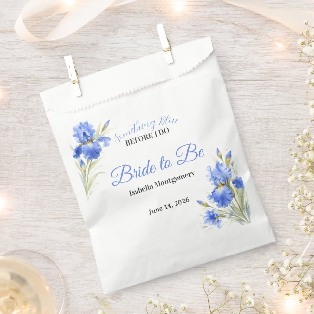 Bolsa De Papel Blue Iris Bride to Be Something Blue Bridal Shower (Cortado)