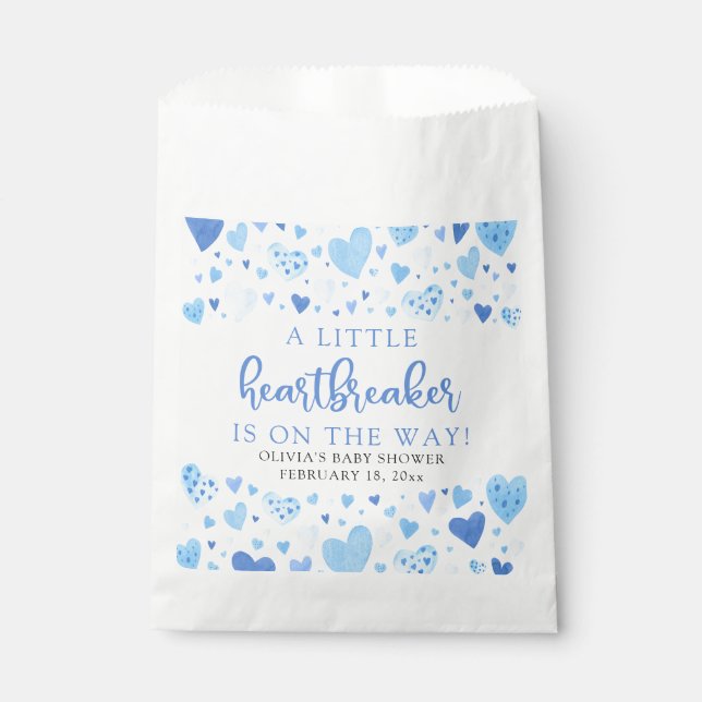 Bolsa De Papel Blue Little Heartbreaker Valentine Baby Shower (Anverso)