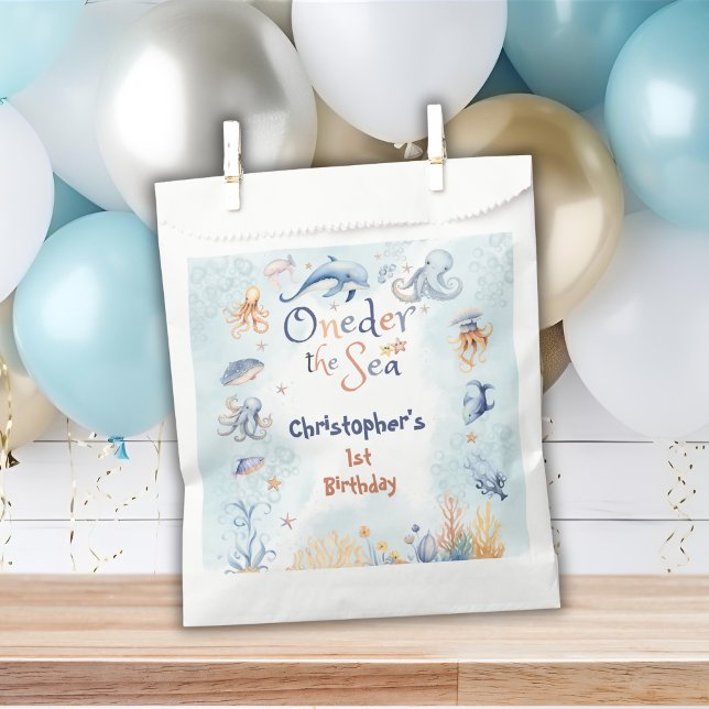 Bolsa De Papel Blue Oneder the sea boys 1st birthday (Subido por el creador)