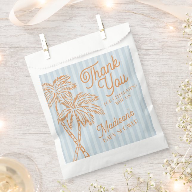 Bolsa De Papel Blue Palm Springs Pastel Beach Baby Shower Cookie (Cortado)