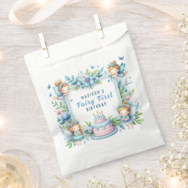 Bolsa De Papel Blue Pastel Floral Fairy First Birday -