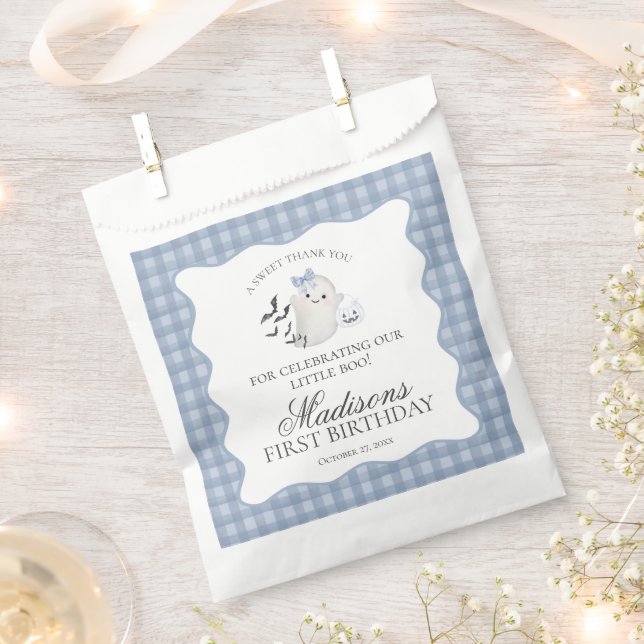 Bolsa De Papel Blue Pastel Little Boo Ghost Birthday Dessert (Cortado)