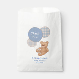 Bolsa De Papel Blue Plaid Teddy Bear Baby Shower Gracias