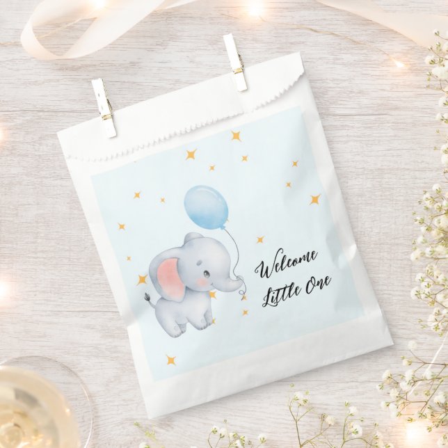 Bolsa De Papel Blue Playful Elephants Baby Shower (Cortado)