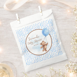Bolsa De Papel Blue Polka Dot Teddy Bear Baby Shower