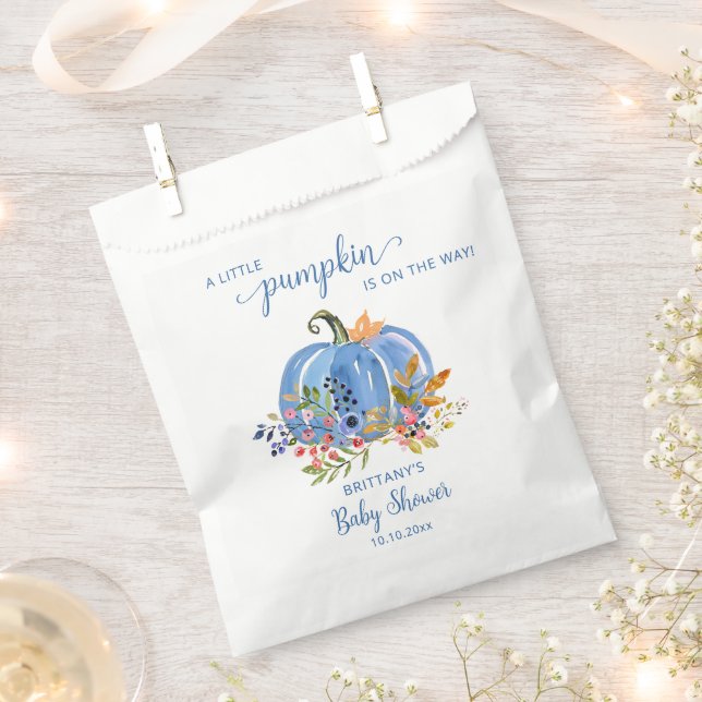 Bolsa De Papel Blue Pumpkin Whimsical Baby Shower (Cortado)