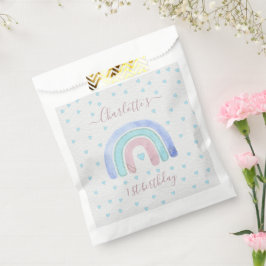 Bolsa De Papel Blue Purple Pastel Rainbow First Birday