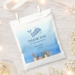 Bolsa De Papel Blue Sea Coral Reef Cute Whale Cumpleaños Gracias