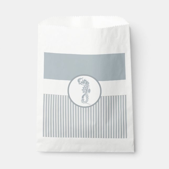 Bolsa De Papel Blue Seahorse Blue Classic Nautical Elegant (Anverso)