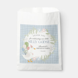 Bolsa De Papel Blue Silly Goose Floral Gingham Birthday Favor