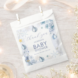 Bolsa De Papel Blue Snowflake Flower Winter Baby Shower Welcome