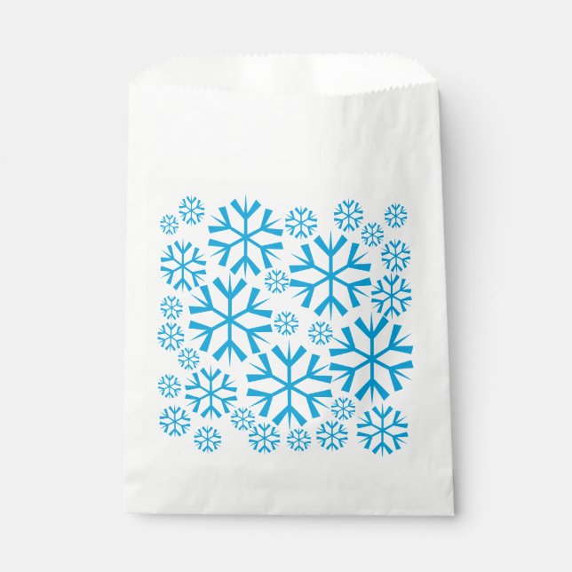 Bolsa De Papel Blue Snowflakes Winter Holiday Pattern de 50 (Anverso)