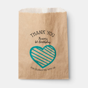 Bolsa De Papel Blue Striped Heart Gracias