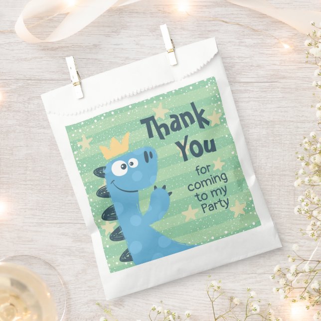 Bolsa De Papel Blue T-Rex Cute Dinosaur Birday Gracias (Cortado)
