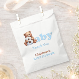 Bolsa De Papel Blue Teddy Bear Baby Shower Gracias