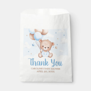 Bolsa De Papel Blue Teddy Bear Nubes Globo Baby Shower