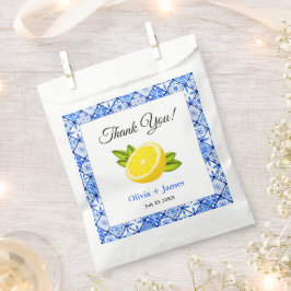 Bolsa De Papel Blue Tile Lemon Mediterráneo Gracias Boda