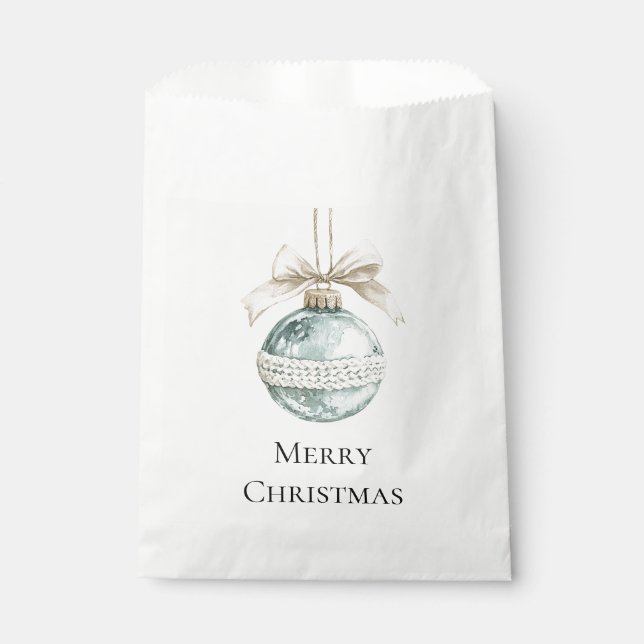 Bolsa De Papel Blue White Bow Christmas Ornament (Anverso)
