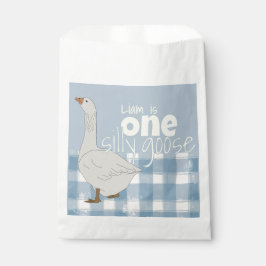 Bolsa De Papel Blue & White Plaid One Silly Goose