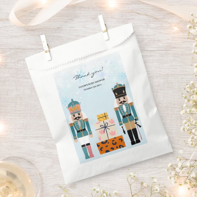 Bolsa De Papel Blue Winter Snowflakes Nutcracker Baby Shower (Cortado)