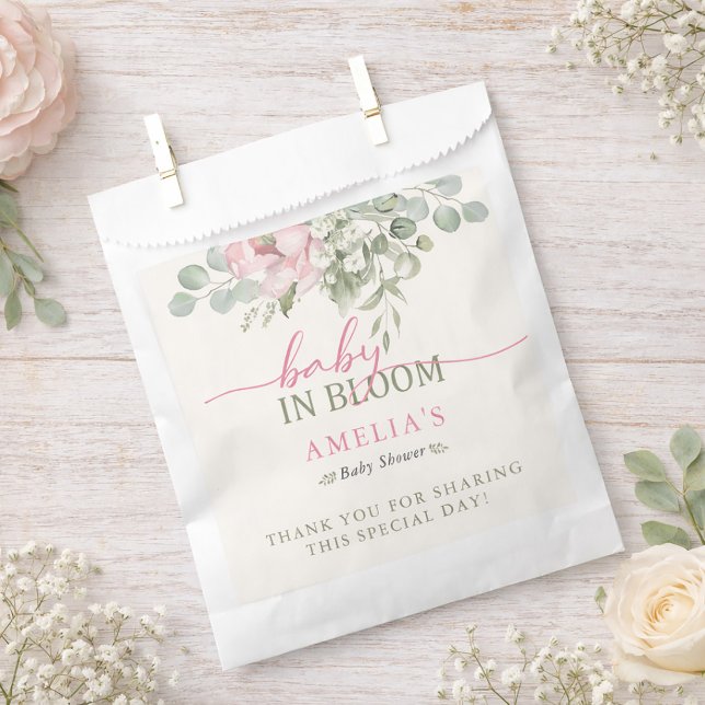 Bolsa De Papel Blush Floral Baby in Bloom Baby Girl Shower  (Blush Floral Baby in Bloom Baby Girl Shower Favor)