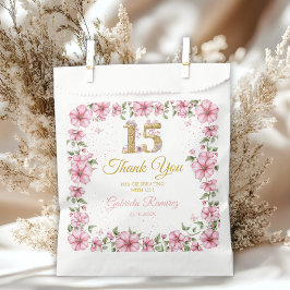 Bolsa De Papel Blush Pink Golden Mis Quince Quinceañera 