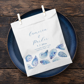 Bolsa De Papel Boda acuarela azul ostra