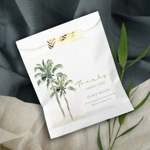 Bolsa De Papel Boda acuático Palm Tree Beach Tropical Gracias