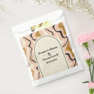 Bolsa De Papel Boda Arco de Remolino Retro Rosa Negro Dorado