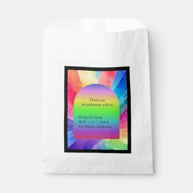 Bolsa De Papel boda arcoiris lgbtq (Anverso)