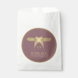 Bolsa De Papel Boda Art Deco Butterfly Pink Gold "Gracias"