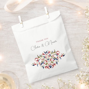 Bolsa De Papel Boda Artística Botánica Floral Paisley de Lujo